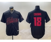 Men's Atlanta Falcons #18 Kirk Cousins Black With Patch Cool Base Stitched Baseball Jersey