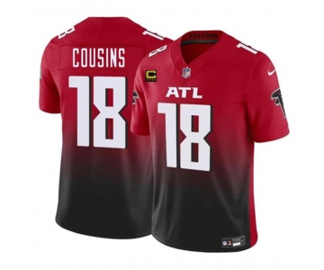 Men's Atlanta Falcons #18 Kirk Cousins Red Black 2024 F.U.S.E With 4-Star C Patch Vapor Untouchable Limited Stitched Football Jersey