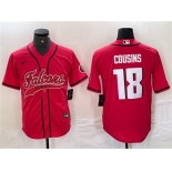 Men's Atlanta Falcons #18 Kirk Cousins Red With Patch Cool Base Baseball Stitched Jersey