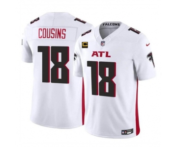 Men's Atlanta Falcons #18 Kirk Cousins White 2024 F.U.S.E With 4-Star C Patch Vapor Untouchable Limited Stitched Football Jersey