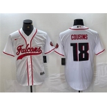 Men's Atlanta Falcons #18 Kirk Cousins White With Patch Cool Base Baseball Stitched Jersey