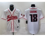 Men's Atlanta Falcons #18 Kirk Cousins White With Patch Cool Base Baseball Stitched Jersey