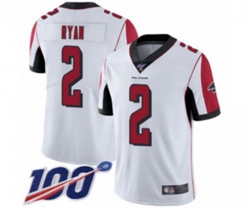 Men's Atlanta Falcons #2 Matt Ryan White Vapor Untouchable Limited Player 100th Season Football Jersey