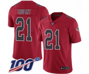 Men's Atlanta Falcons #21 Desmond Trufant Limited Red Rush Vapor Untouchable 100th Season Football Jersey