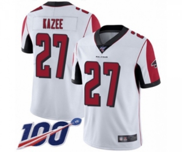 Men's Atlanta Falcons #27 Damontae Kazee White Vapor Untouchable Limited Player 100th Season Football Jersey