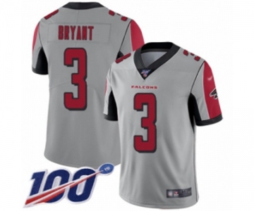 Men's Atlanta Falcons #3 Matt Bryant Limited Silver Inverted Legend 100th Season Football Jersey