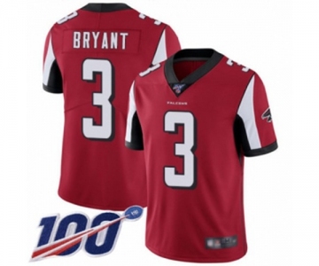 Men's Atlanta Falcons #3 Matt Bryant Red Team Color Vapor Untouchable Limited Player 100th Season Football Jersey