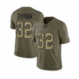 Men's Atlanta Falcons #32 Johnathan Cyprien Limited Olive Camo 2017 Salute to Service Football Jersey