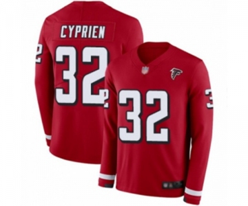 Men's Atlanta Falcons #32 Johnathan Cyprien Limited Red Therma Long Sleeve Football Jersey