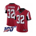 Men's Atlanta Falcons #32 Johnathan Cyprien Red Team Color Vapor Untouchable Limited Player 100th Season Football Jersey