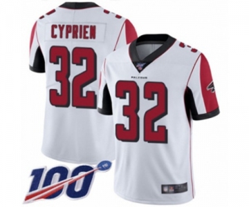 Men's Atlanta Falcons #32 Johnathan Cyprien White Vapor Untouchable Limited Player 100th Season Football Jersey