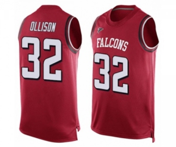 Men's Atlanta Falcons #32 Qadree Ollison Limited Red Player Name & Number Tank Top Football Jersey