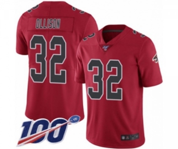 Men's Atlanta Falcons #32 Qadree Ollison Limited Red Rush Vapor Untouchable 100th Season Football Jersey