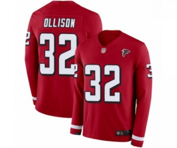 Men's Atlanta Falcons #32 Qadree Ollison Limited Red Therma Long Sleeve Football Jersey