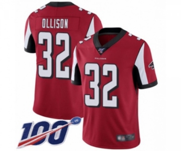 Men's Atlanta Falcons #32 Qadree Ollison Red Team Color Vapor Untouchable Limited Player 100th Season Football Jersey