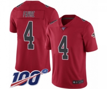 Men's Atlanta Falcons #4 Brett Favre Limited Red Rush Vapor Untouchable 100th Season Football Jersey