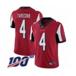 Men's Atlanta Falcons #4 Giorgio Tavecchio Red Team Color Vapor Untouchable Limited Player 100th Season Football Jersey