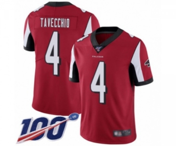 Men's Atlanta Falcons #4 Giorgio Tavecchio Red Team Color Vapor Untouchable Limited Player 100th Season Football Jersey