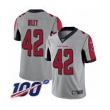 Men's Atlanta Falcons #42 Duke Riley Limited Silver Inverted Legend 100th Season Football Jersey