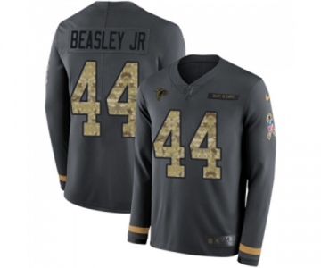 Men's Atlanta Falcons #44 Vic Beasley Limited Black Salute to Service Therma Long Sleeve Football Jersey