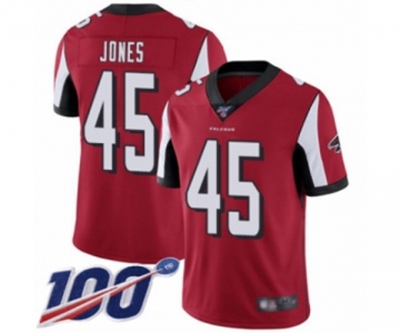 Men's Atlanta Falcons #45 Deion Jones Red Team Color Vapor Untouchable Limited Player 100th Season Football Jersey