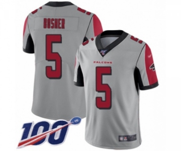 Men's Atlanta Falcons #5 Matt Bosher Limited Silver Inverted Legend 100th Season Football Jersey