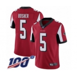 Men's Atlanta Falcons #5 Matt Bosher Red Team Color Vapor Untouchable Limited Player 100th Season Football Jersey