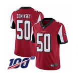 Men's Atlanta Falcons #50 John Cominsky Red Team Color Vapor Untouchable Limited Player 100th Season Football Jersey