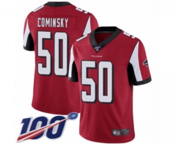 Men's Atlanta Falcons #50 John Cominsky Red Team Color Vapor Untouchable Limited Player 100th Season Football Jersey