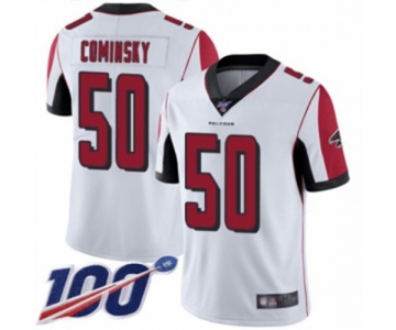 Men's Atlanta Falcons #50 John Cominsky White Vapor Untouchable Limited Player 100th Season Football Jersey