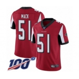 Men's Atlanta Falcons #51 Alex Mack Red Team Color Vapor Untouchable Limited Player 100th Season Football Jersey