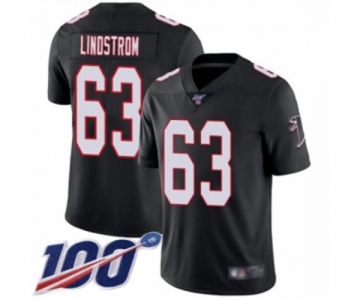 Men's Atlanta Falcons #63 Chris Lindstrom Black Alternate Vapor Untouchable Limited Player 100th Season Football Jersey