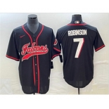 Men's Atlanta Falcons #7 Bijan Robinson Black With Patch Cool Base Stitched Baseball Jersey