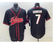 Men's Atlanta Falcons #7 Bijan Robinson Black With Patch Cool Base Stitched Baseball Jersey