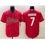 Men's Atlanta Falcons #7 Bijan Robinson Red With Patch Cool Base Stitched Baseball Jerse