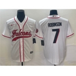 Men's Atlanta Falcons #7 Bijan Robinson White With Patch Cool Base Stitched Baseball Jersey