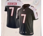 Men's Atlanta Falcons #7 Robinson  Black White F.U.S.E. Vapor Untouchable Limited 2024 Stitched Football Jersey