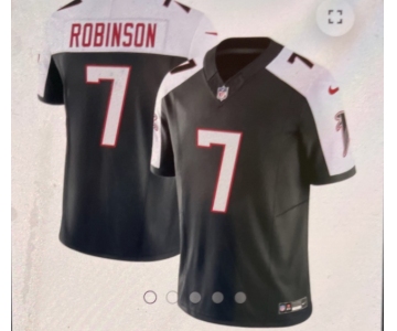 Men's Atlanta Falcons #7 Robinson  Black White F.U.S.E. Vapor Untouchable Limited 2024 Stitched Football Jersey