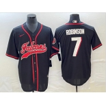 Men's Atlanta Falcons #7 Robinson Black With Patch Cool Base Baseball Stitched Jersey