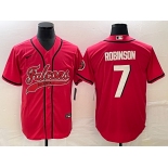 Men's Atlanta Falcons #7 Robinson Red With Patch Cool Base Baseball Stitched Jersey