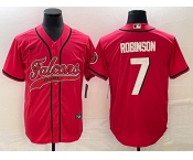 Men's Atlanta Falcons #7 Robinson Red With Patch Cool Base Baseball Stitched Jersey