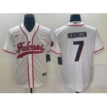 Men's Atlanta Falcons #7 Robinson White With Patch Cool Base Baseball Stitched Jersey