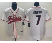 Men's Atlanta Falcons #7 Robinson White With Patch Cool Base Baseball Stitched Jersey