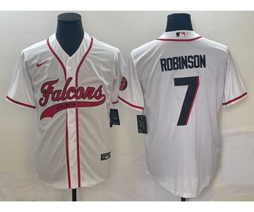 Men's Atlanta Falcons #7 Robinson White With Patch Cool Base Baseball Stitched Jersey