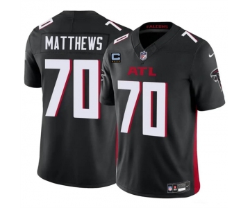 Men's Atlanta Falcons #70 Jake Matthews Black 2024 F.U.S.E With 4-Star C Patch Vapor Untouchable Limited Stitched Football Jersey