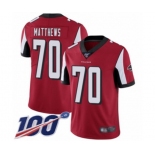 Men's Atlanta Falcons #70 Jake Matthews Red Team Color Vapor Untouchable Limited Player 100th Season Football Jersey