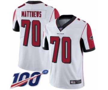 Men's Atlanta Falcons #70 Jake Matthews White Vapor Untouchable Limited Player 100th Season Football Jersey