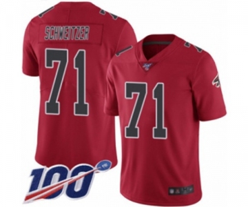 Men's Atlanta Falcons #71 Wes Schweitzer Limited Red Rush Vapor Untouchable 100th Season Football Jersey