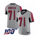 Men's Atlanta Falcons #71 Wes Schweitzer Limited Silver Inverted Legend 100th Season Football Jersey