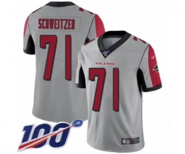 Men's Atlanta Falcons #71 Wes Schweitzer Limited Silver Inverted Legend 100th Season Football Jersey